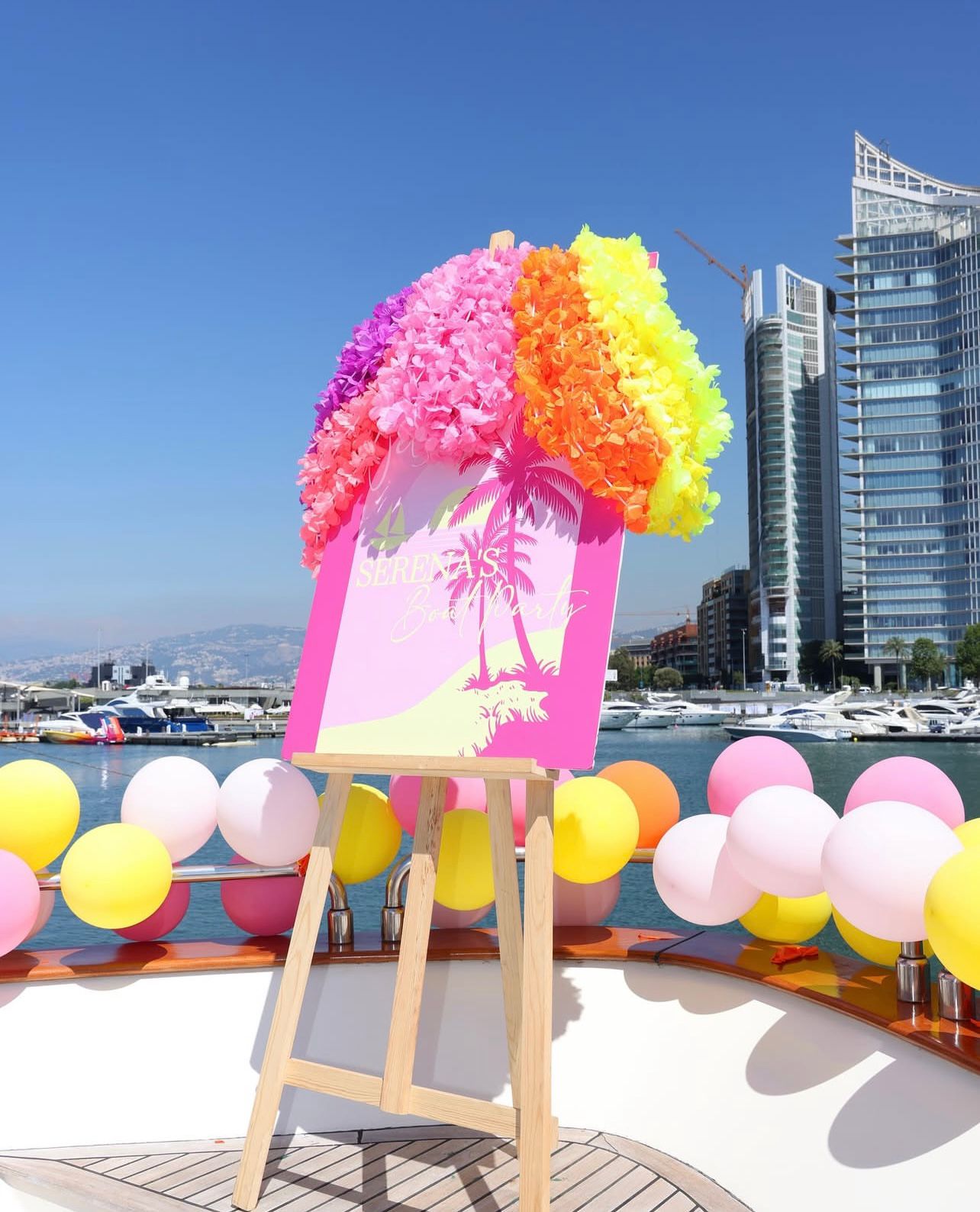 uxury event decoration setup on a Vipyachting yacht for private celebrations