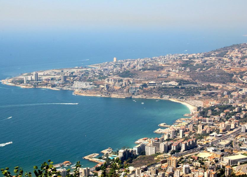 Aerial panoramic view of Jounieh Bay and the Lebanese coastline